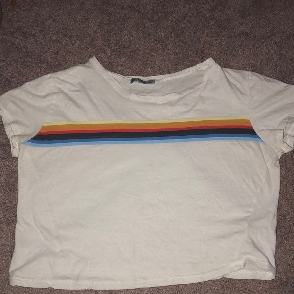 Rainbow striped crop top t shirt